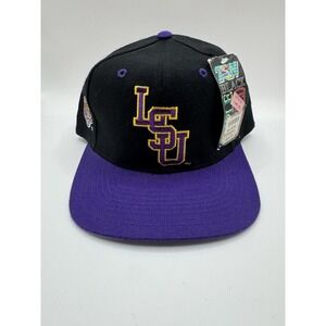 Vtg LSU Tigers Fitted Hat 7 1/4 NWT Top of the World Taiwan 90s Purple Black